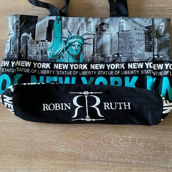 Robin Ruth Skyline NYC Medium Aqua Tote - Picture 4 of 7